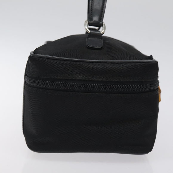 GUCCI Vanity Bamboo Pouch Nylon Black Silver 032 2265 0150 Auth bs27552