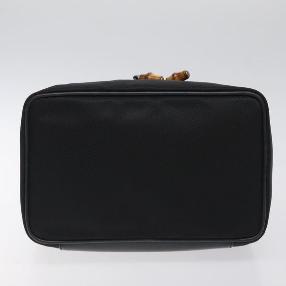 GUCCI Vanity Bamboo Pouch Nylon Black Silver 032 2265 0150 Auth bs27552