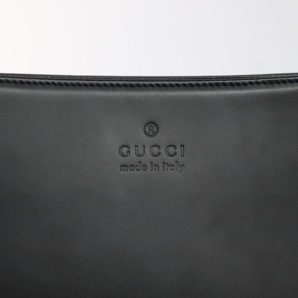 GUCCI Shoulder Bag Leather Black Silver Auth bs27555