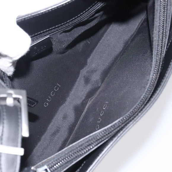 GUCCI Shoulder Bag Leather Black Silver Auth bs27555