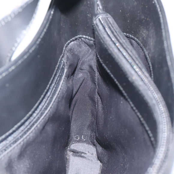 GUCCI Shoulder Bag Leather Black Silver Auth bs27555