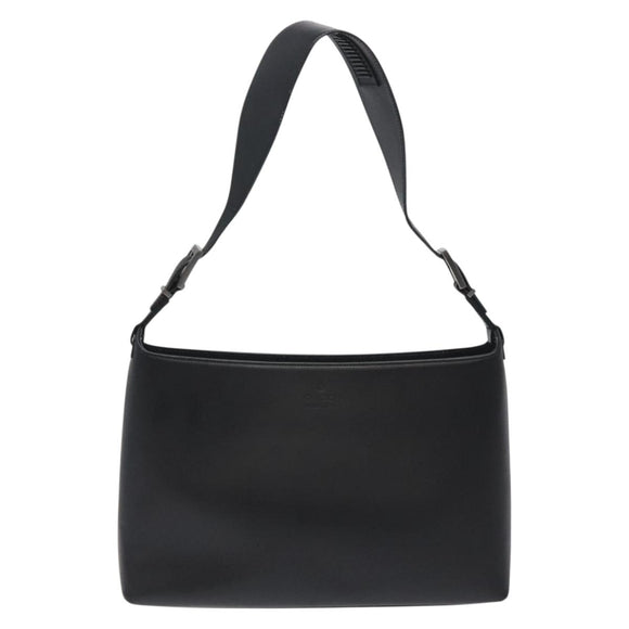 GUCCI Shoulder Bag Leather Black Silver Auth bs27555