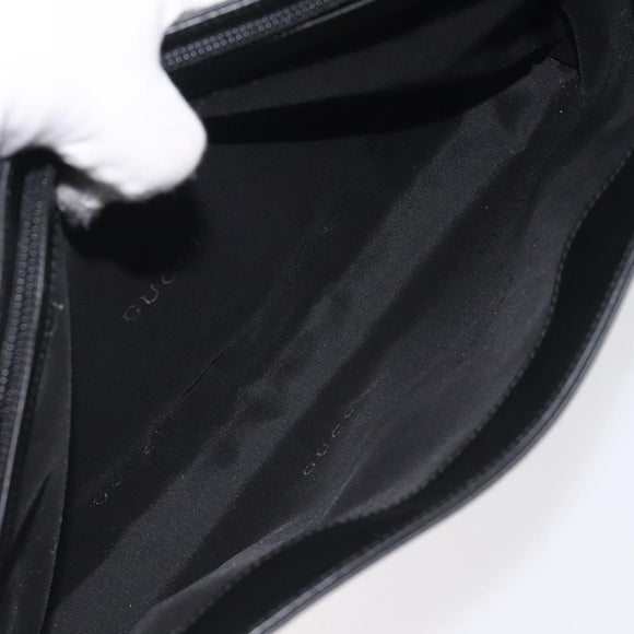 GUCCI Shoulder Bag Leather Black Silver Auth bs27555