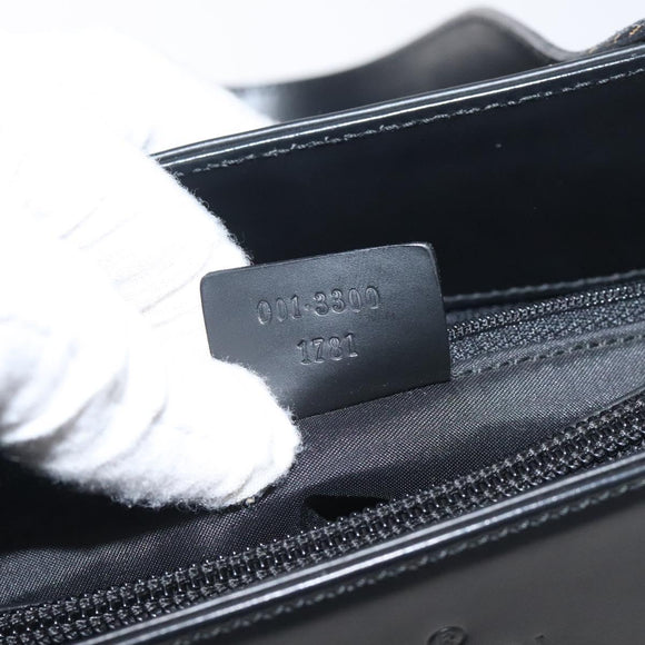 GUCCI Shoulder Bag Leather Black Silver Auth bs27555