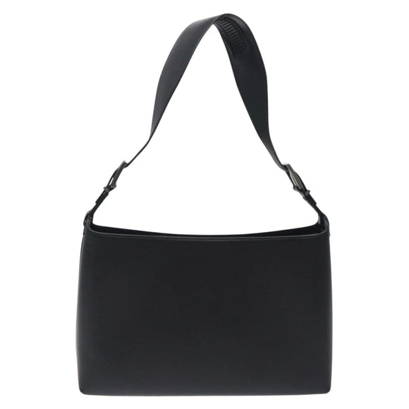 GUCCI Shoulder Bag Leather Black Silver Auth bs27555