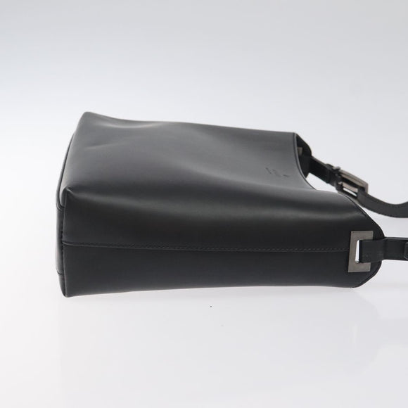 GUCCI Shoulder Bag Leather Black Silver Auth bs27555
