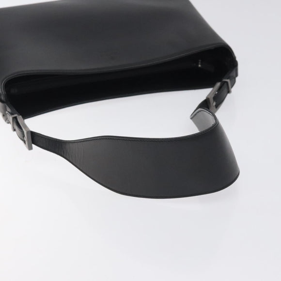 GUCCI Shoulder Bag Leather Black Silver Auth bs27555