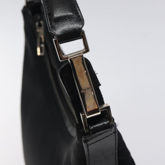 GUCCI Shoulder Bag Nylon Leather Black Silver 000 2113 0602 Auth bs27556