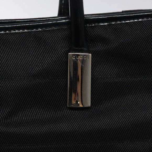 GUCCI Tote Bag Nylon Leather Black Silver 002 123 0457 Auth bs27557