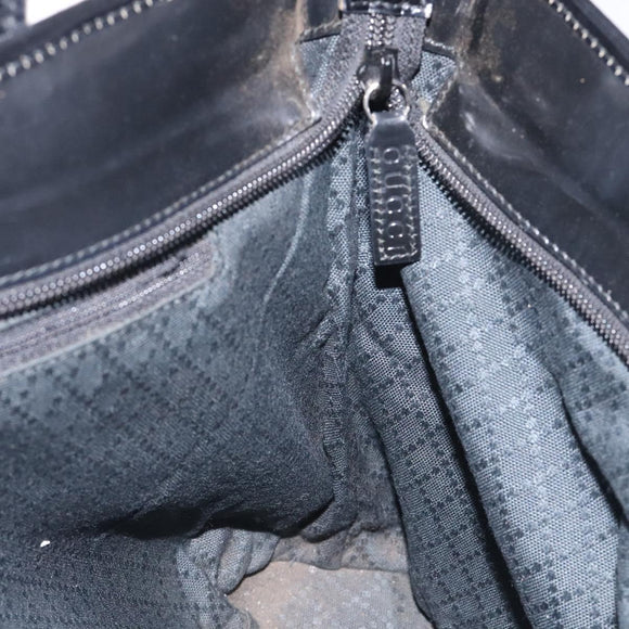 GUCCI Tote Bag Nylon Leather Black Silver 002 123 0457 Auth bs27557