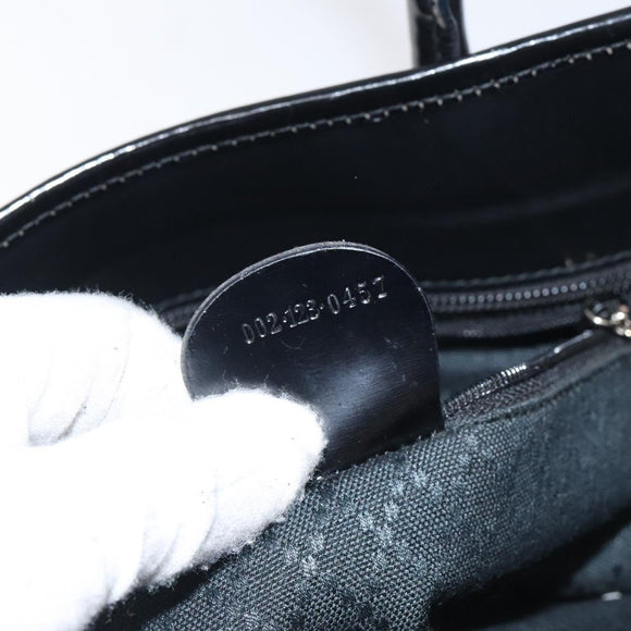 GUCCI Tote Bag Nylon Leather Black Silver 002 123 0457 Auth bs27557