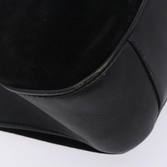 GUCCI Bamboo Hand Bag Suede Black Gold 001 1638 Auth bs27560