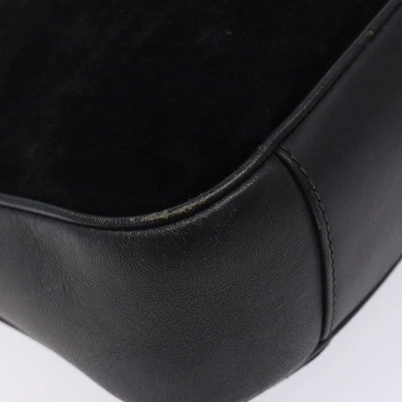 GUCCI Bamboo Hand Bag Suede Black Gold 001 1638 Auth bs27560