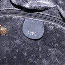 GUCCI Bamboo Hand Bag Suede Black Gold 001 1638 Auth bs27560-17