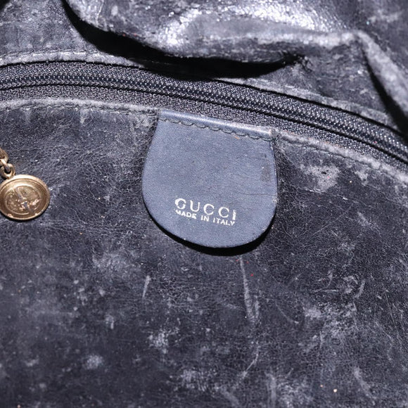 GUCCI Bamboo Hand Bag Suede Black Gold 001 1638 Auth bs27560