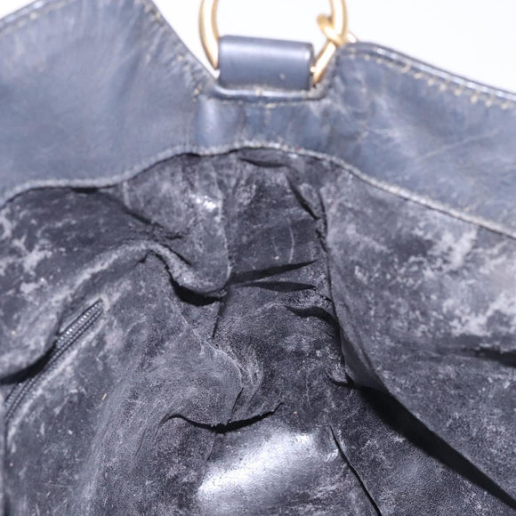 GUCCI Bamboo Hand Bag Suede Black Gold 001 1638 Auth bs27560