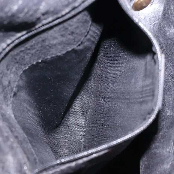 GUCCI Bamboo Hand Bag Suede Black Gold 001 1638 Auth bs27560