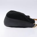 GUCCI Bamboo Hand Bag Suede Black Gold 001 1638 Auth bs27560-3