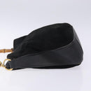 GUCCI Bamboo Hand Bag Suede Black Gold 001 1638 Auth bs27560-4