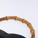GUCCI Bamboo Hand Bag Suede Black Gold 001 1638 Auth bs27560-8