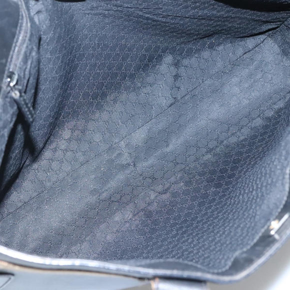 GUCCI Sherry Line Tote Bag Leather Black Silver 002 1134 Auth bs27562