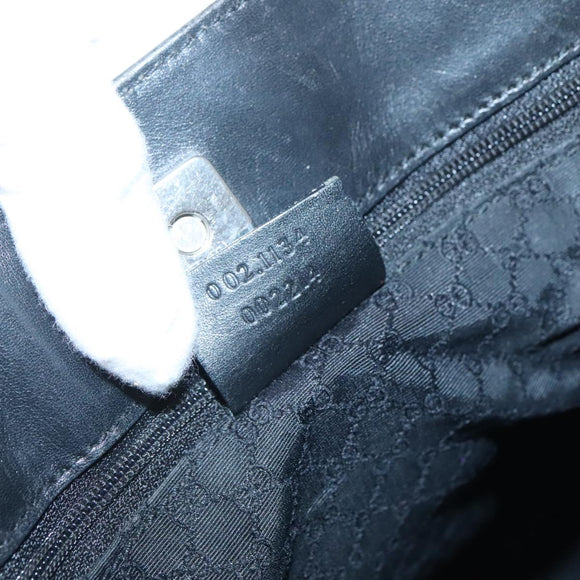 GUCCI Sherry Line Tote Bag Leather Black Silver 002 1134 Auth bs27562