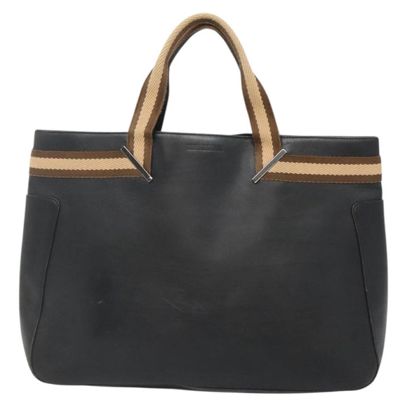 GUCCI Sherry Line Tote Bag Leather Black Silver 002 1134 Auth bs27562