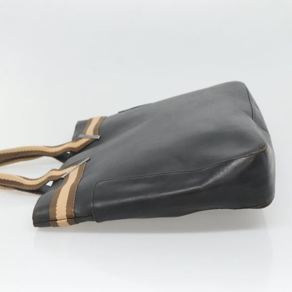 GUCCI Sherry Line Tote Bag Leather Black Silver 002 1134 Auth bs27562