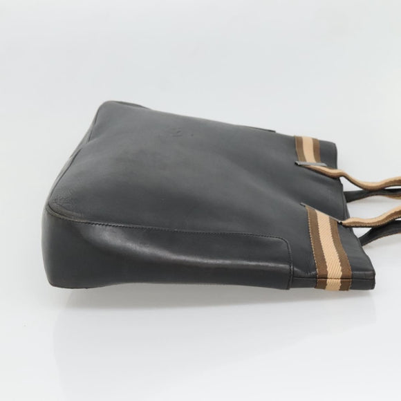 GUCCI Sherry Line Tote Bag Leather Black Silver 002 1134 Auth bs27562