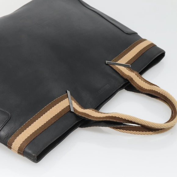 GUCCI Sherry Line Tote Bag Leather Black Silver 002 1134 Auth bs27562