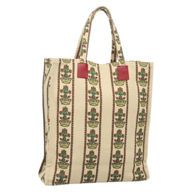 GUCCI Gucci Garden Boutique Tote Bag Canvas Beige Auth bs27564