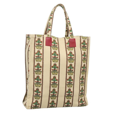 GUCCI Gucci Garden Boutique Tote Bag Canvas Beige Auth bs27564