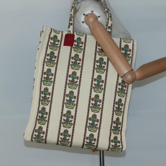 GUCCI Gucci Garden Boutique Tote Bag Canvas Beige Auth bs27564
