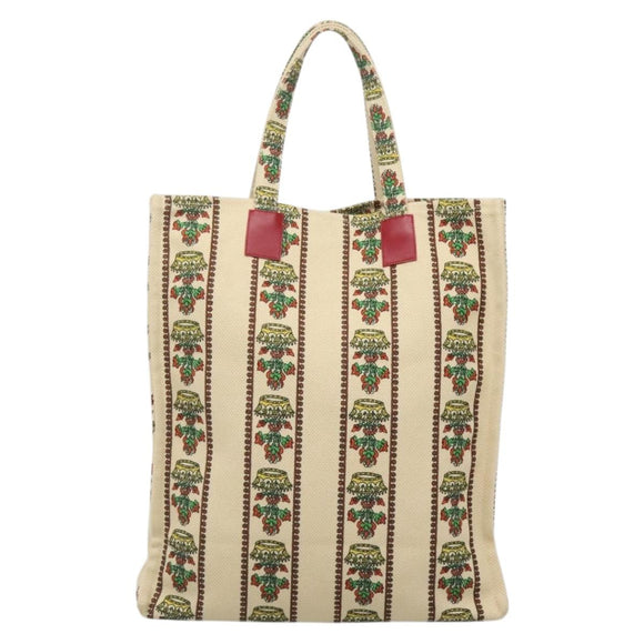 GUCCI Gucci Garden Boutique Tote Bag Canvas Beige Auth bs27564