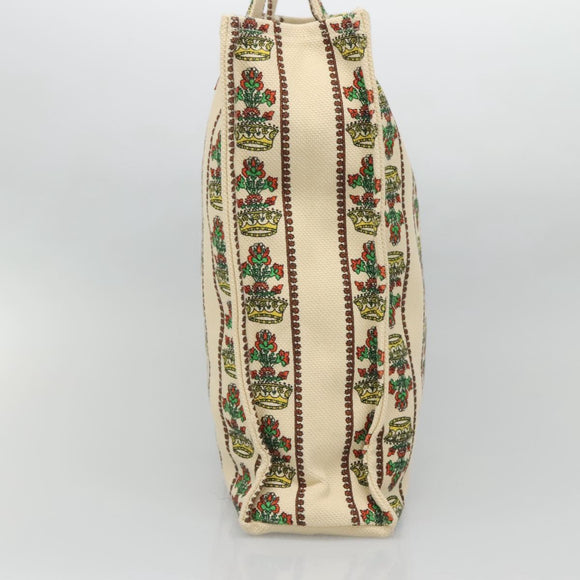 GUCCI Gucci Garden Boutique Tote Bag Canvas Beige Auth bs27564