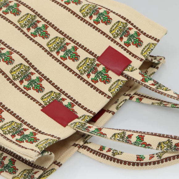 GUCCI Gucci Garden Boutique Tote Bag Canvas Beige Auth bs27564