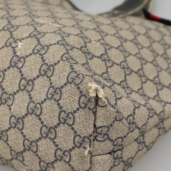 GUCCI GG Supreme Sherry Line Tote Bag PVC Navy Silver 211134 Auth bs27569