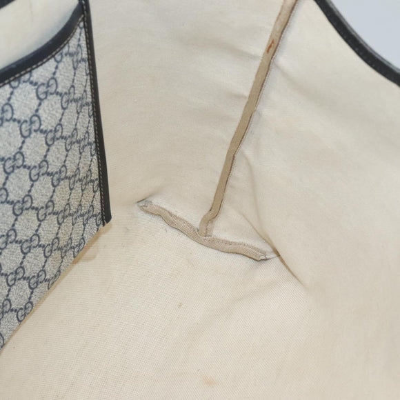 GUCCI GG Supreme Sherry Line Tote Bag PVC Navy Silver 211134 Auth bs27569