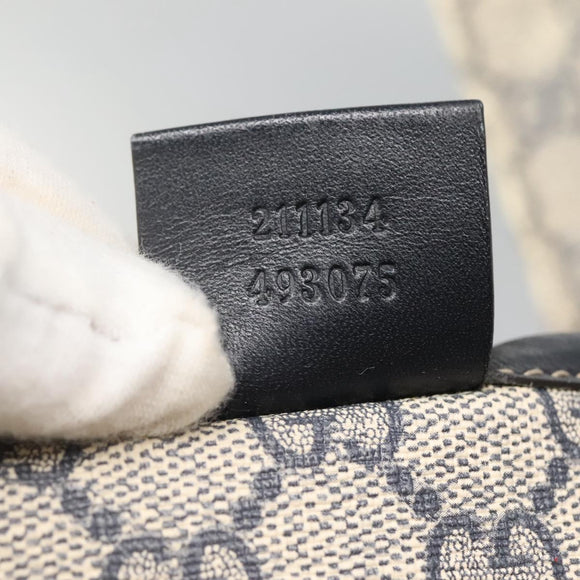 GUCCI GG Supreme Sherry Line Tote Bag PVC Navy Silver 211134 Auth bs27569