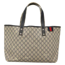 GUCCI GG Supreme Sherry Line Tote Bag PVC Navy Silver 211134 Auth bs27569-2