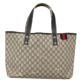 GUCCI GG Supreme Sherry Line Tote Bag PVC Navy Silver 211134 Auth bs27569 - 0