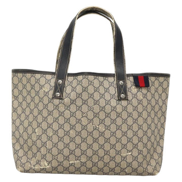 GUCCI GG Supreme Sherry Line Tote Bag PVC Navy Silver 211134 Auth bs27569 - 0