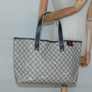 GUCCI GG Supreme Sherry Line Tote Bag PVC Navy Silver 211134 Auth bs27569-20