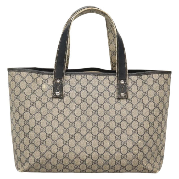 GUCCI GG Supreme Sherry Line Tote Bag PVC Navy Silver 211134 Auth bs27569