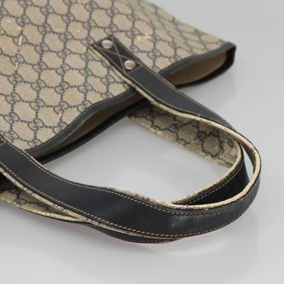 GUCCI GG Supreme Sherry Line Tote Bag PVC Navy Silver 211134 Auth bs27569