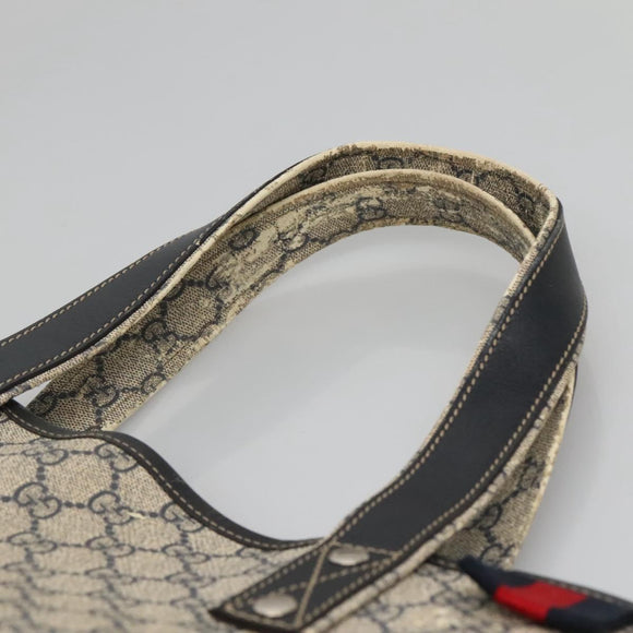 GUCCI GG Supreme Sherry Line Tote Bag PVC Navy Silver 211134 Auth bs27569