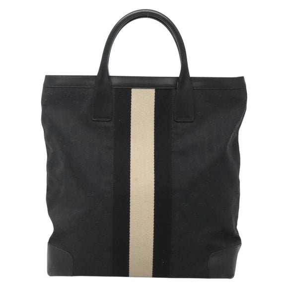 GUCCI GG Canvas Sherry Line Tote Bag Black Silver 002 1093 Auth bs27572