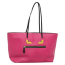 FENDI Monster Tote Bag Leather Pink Silver Auth bs27589-1