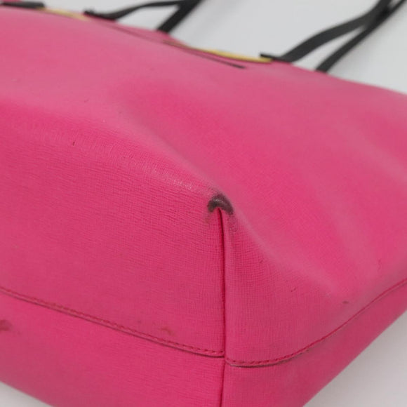 FENDI Monster Tote Bag Leather Pink Silver Auth bs27589