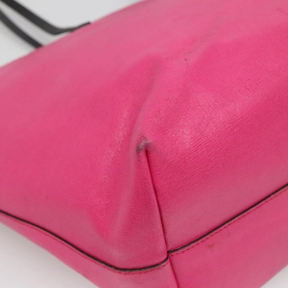 FENDI Monster Tote Bag Leather Pink Silver Auth bs27589